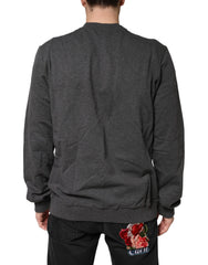 Dolce & Gabbana Gray Crown Crew Neck Men Sweatshirt Sweater - IT58 | 3XL