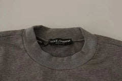 Dolce & Gabbana Gray Crown King Cotton Pullover Sweater - Sweaters