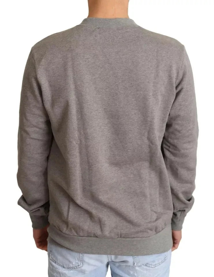 Dolce & Gabbana Gray Crown King Cotton Pullover Sweater - Sweaters