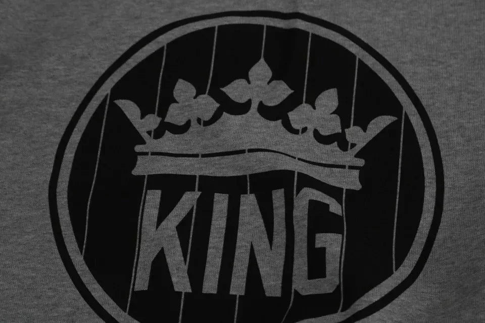 Dolce & Gabbana Gray Crown King Print Cotton Pullover Sweater - IT52 | XL - Sweaters