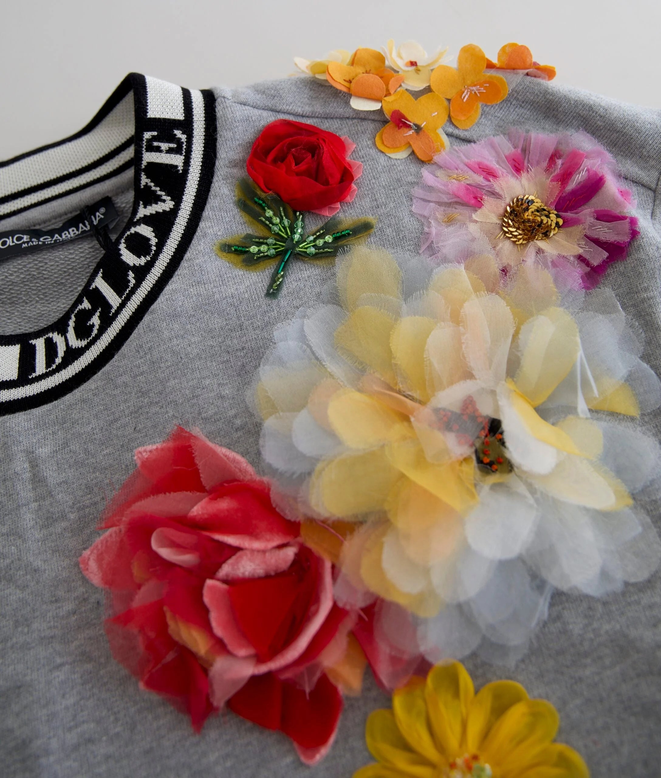 Dolce & Gabbana Gray DG Amore Queen Floral Pullover Sweater - IT36|XXS - Sweaters