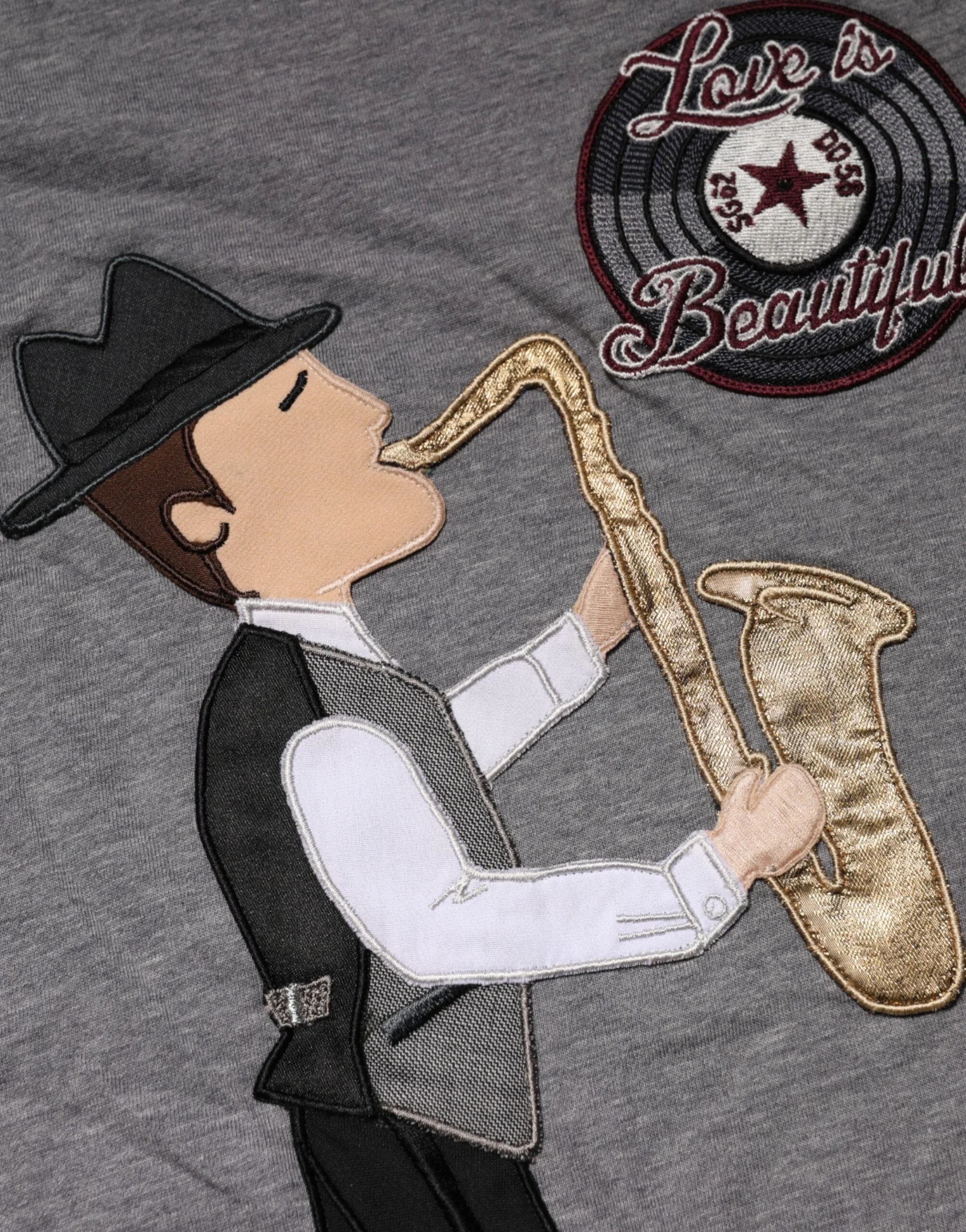 Dolce & Gabbana Gray #DGFamily Cotton Crew Neck T-shirt - IT52 | XL - T-Shirts