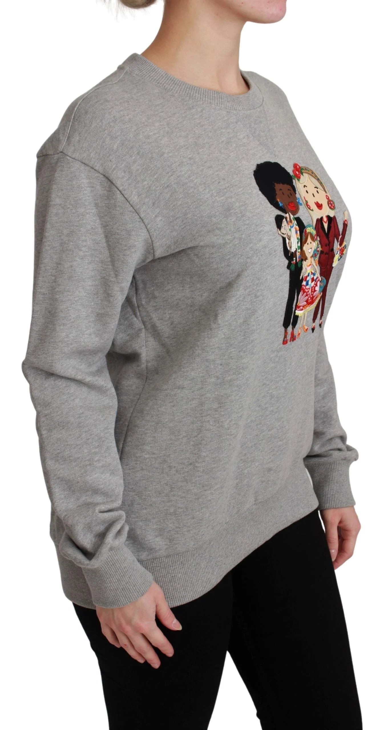 Dolce & Gabbana Gray #dgfamily Cotton Pullover Sweater - Sweaters