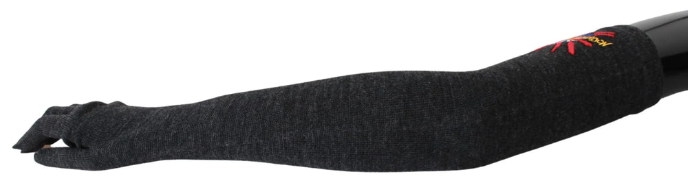 Dolce & Gabbana Gray #DGLovesLondon Embroidered Virgin Wool Gloves - Gloves & Mittens