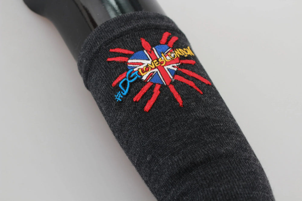 Dolce & Gabbana Gray #DGLovesLondon Embroidered Virgin Wool Gloves - Gloves & Mittens