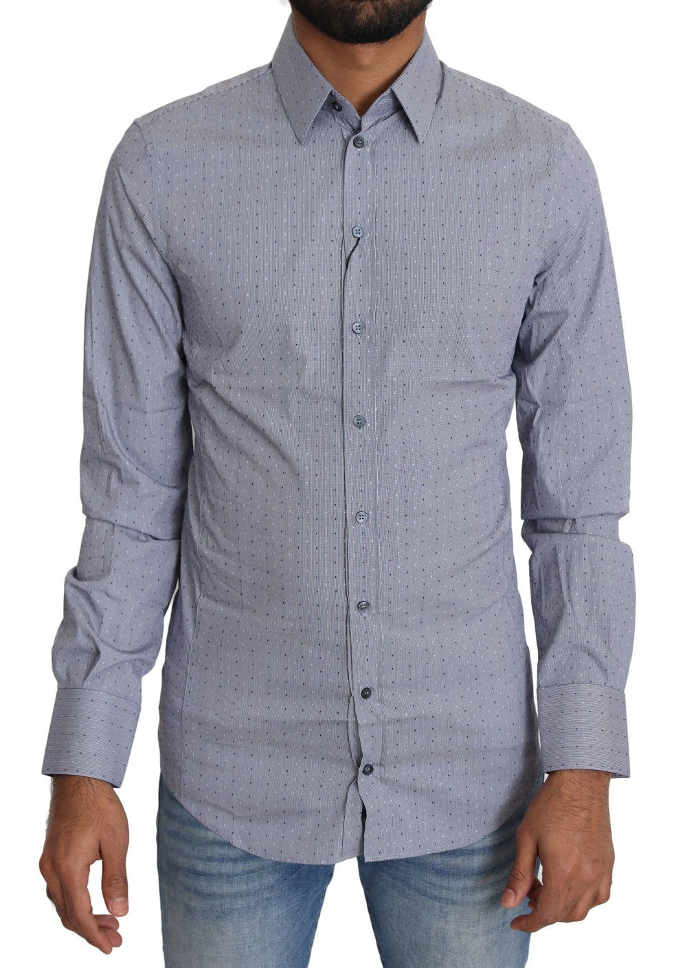 Dolce & Gabbana Gray Dotted Semi Fitted Formal SICILIA Shirt - IT37 | XS - Shirts