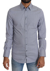 Dolce & Gabbana Gray Dotted Semi Fitted Formal SICILIA Shirt - IT37 | XS - Shirts