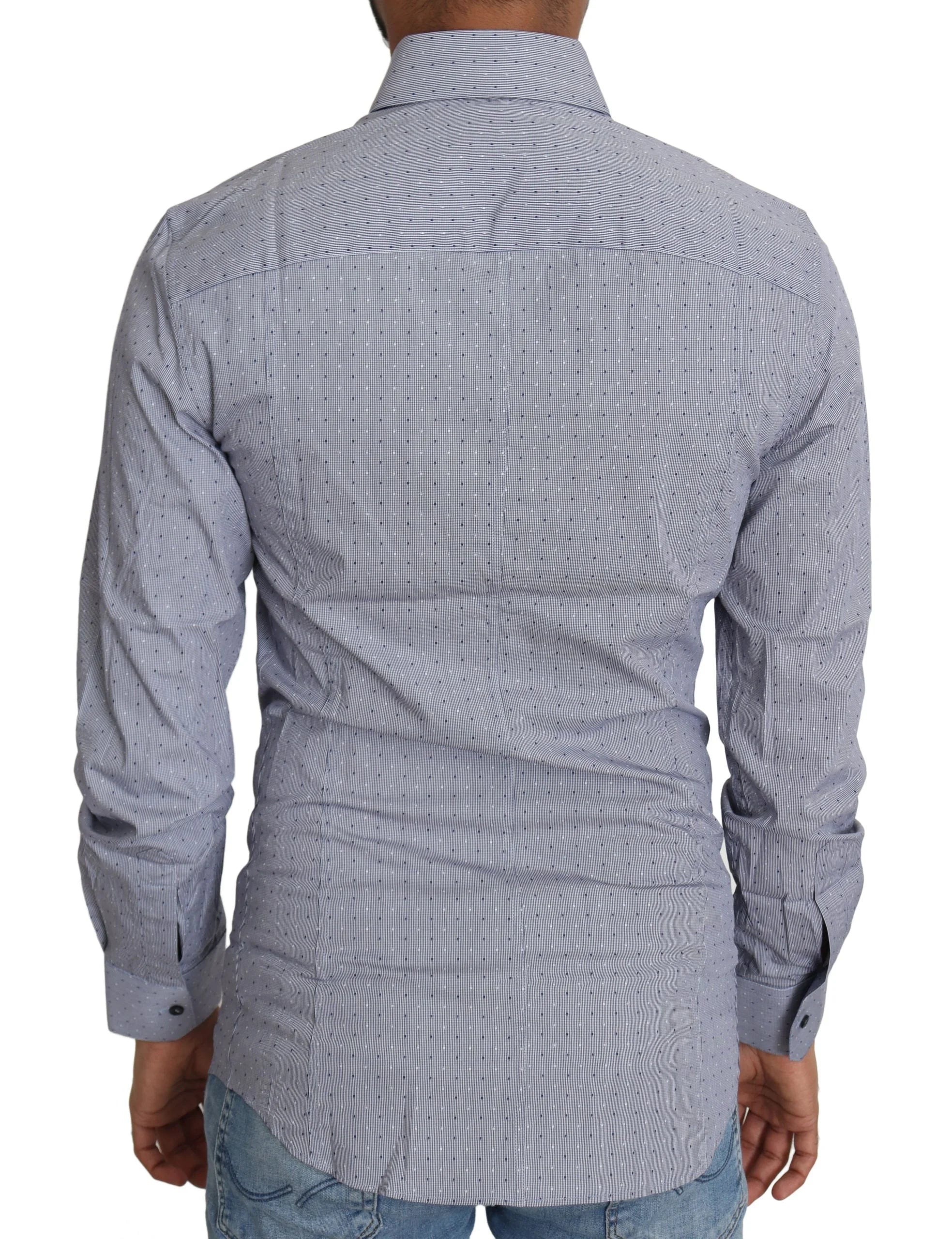Dolce & Gabbana Gray Dotted Semi Fitted Formal SICILIA Shirt - IT37 | XS - Shirts