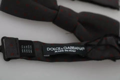 Dolce & Gabbana Gray Dotted Silk Adjustable Neck Bow Tie - Neckties
