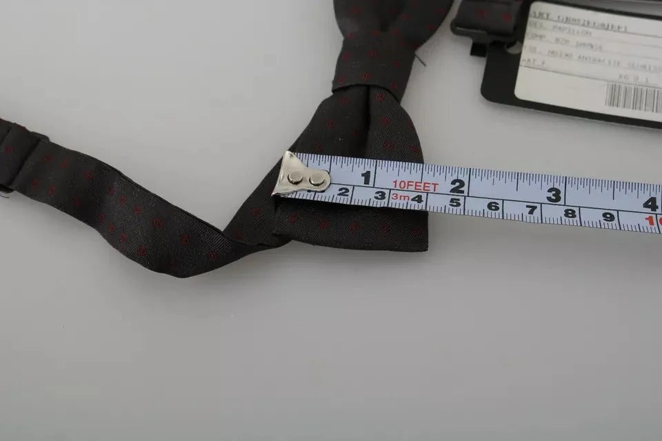 Dolce & Gabbana Gray Dotted Silk Adjustable Neck Bow Tie - Neckties