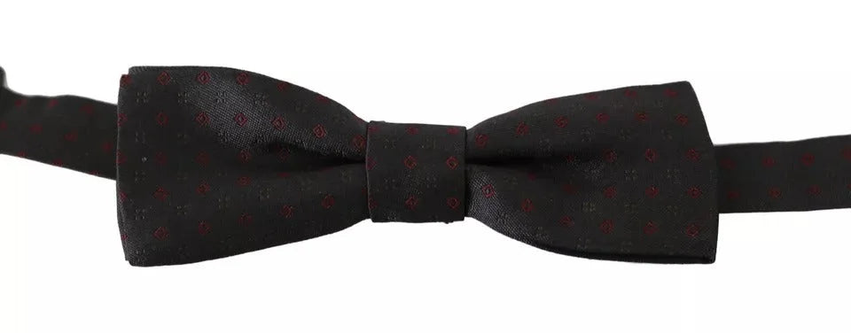 Dolce & Gabbana Gray Dotted Silk Adjustable Neck Bow Tie - Neckties