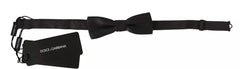 Dolce & Gabbana Gray Dotted Silk Adjustable Neck Bow Tie - Neckties