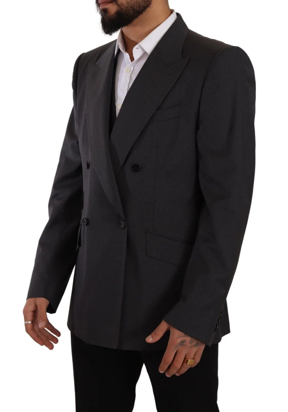 Dolce & Gabbana Gray Double Breasted 2 Piece SICILIA Blazer - IT56 | XL - Sport Jackets