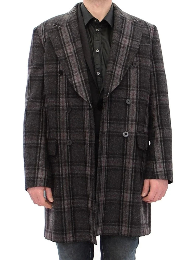 Dolce & Gabbana Gray Double Breasted Coat Jacket - IT48 | M - Overcoats