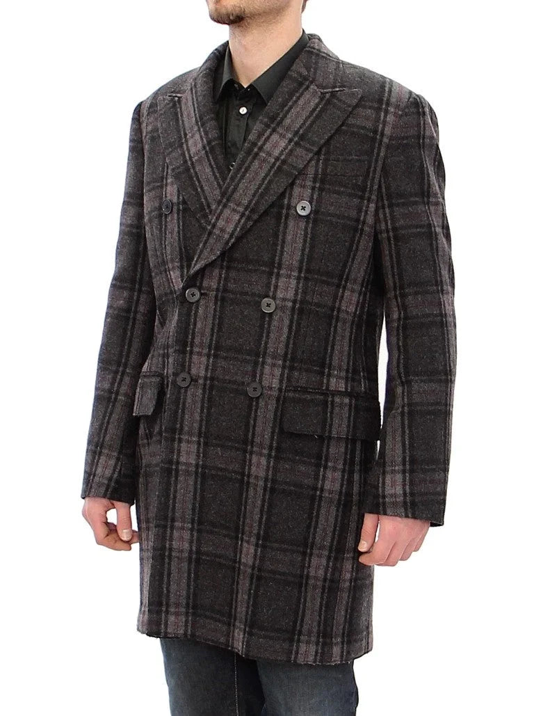Dolce & Gabbana Gray Double Breasted Coat Jacket - IT48 | M - Overcoats