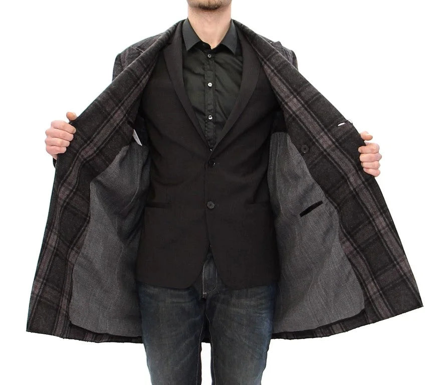 Dolce & Gabbana Gray Double Breasted Coat Jacket - IT48 | M - Overcoats