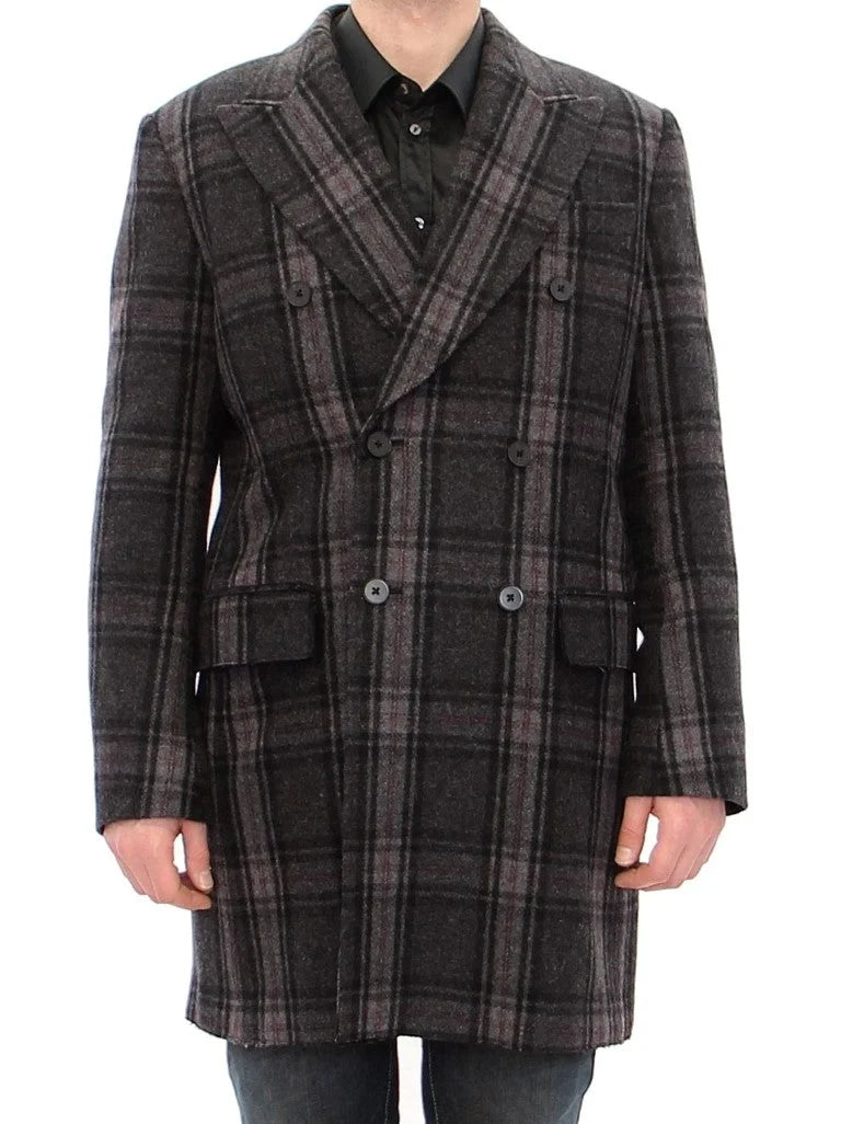 Dolce & Gabbana Gray Double Breasted Coat Jacket - IT48 | M - Overcoats