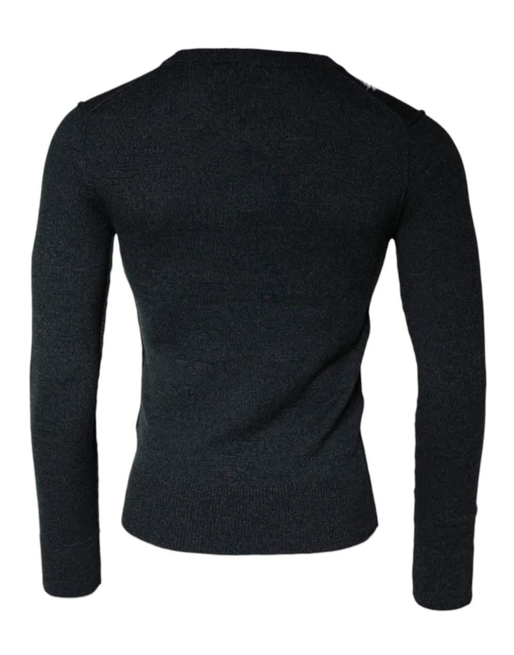 Dolce & Gabbana Gray Embellished Crew Neck Pullover Sweater - IT44 | XS - Sweaters