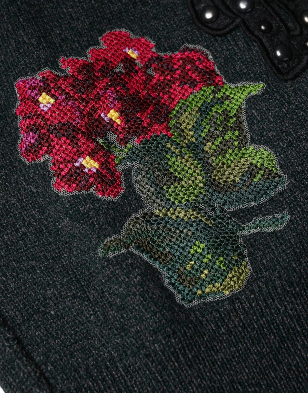 Dolce & Gabbana Gray Embellished Crew Neck Pullover Sweater - IT44 | XS - Sweaters