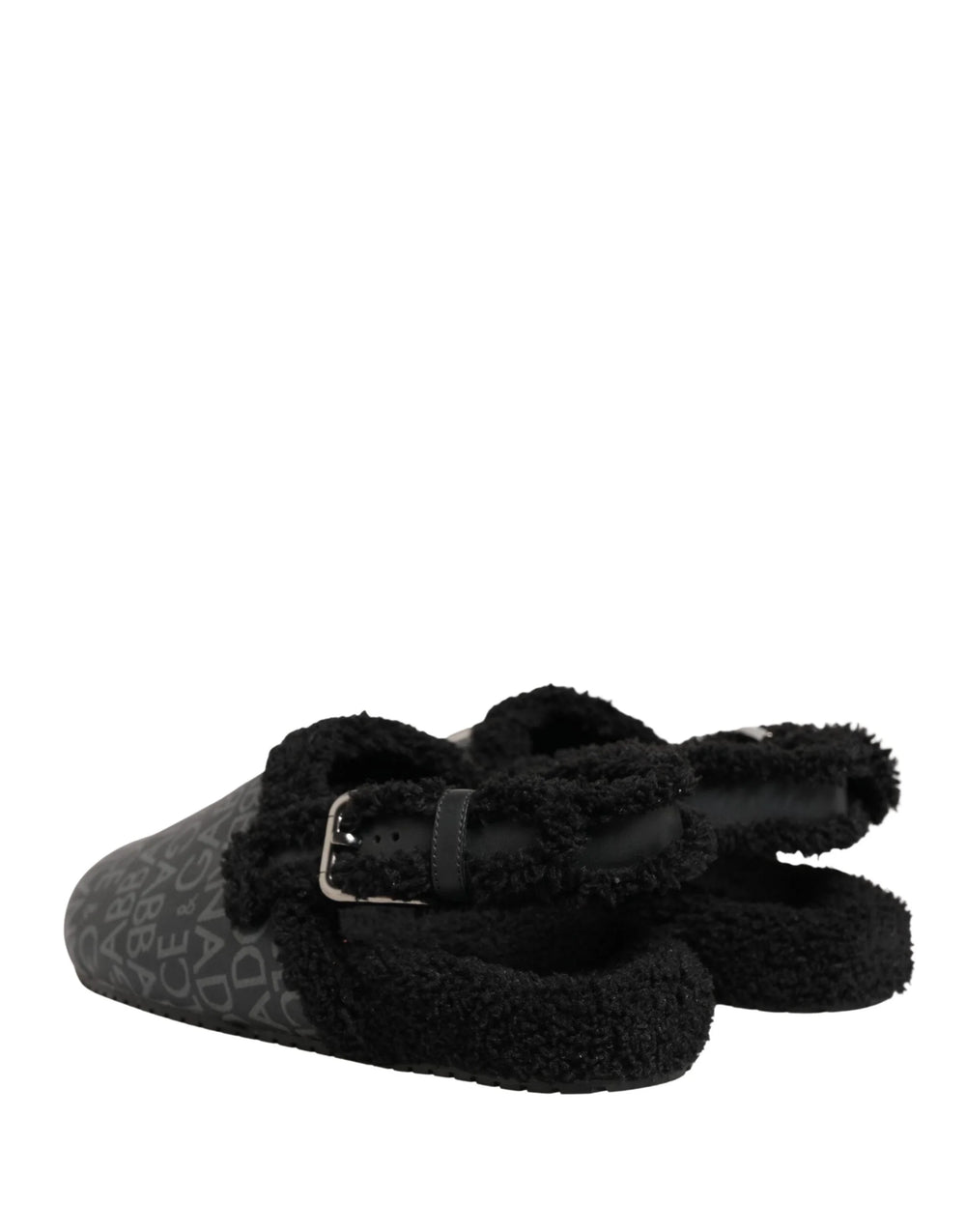 Dolce & Gabbana Gray Faux Fur Jacquard Mules Sandals Shoes - EU44/US11