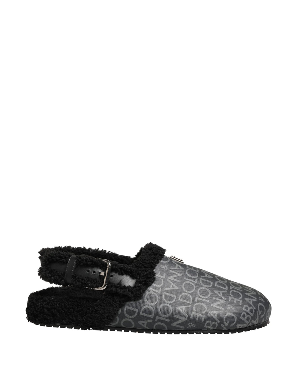 Dolce & Gabbana Gray Faux Fur Jacquard Mules Sandals Shoes - EU44/US11