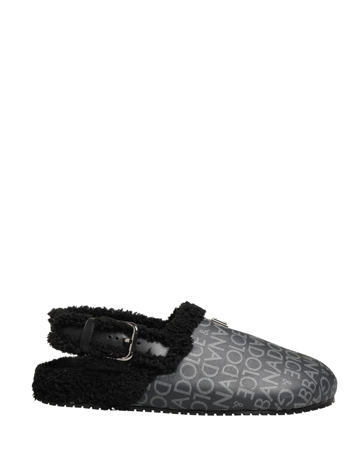 Dolce & Gabbana Gray Faux Fur Jacquard Mules Sandals Shoes - EU44/US11