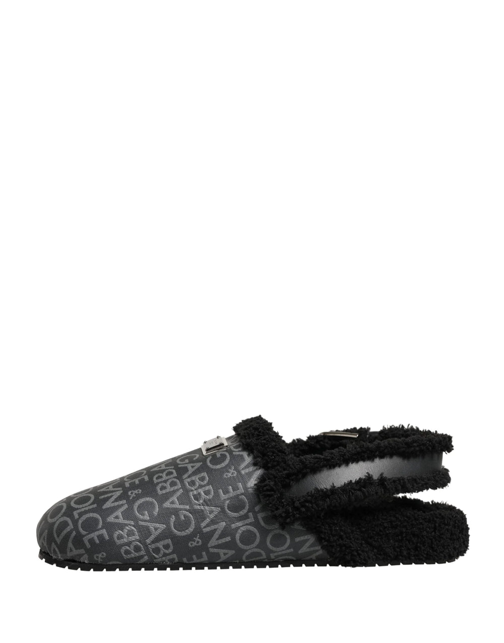 Dolce & Gabbana Gray Faux Fur Jacquard Mules Sandals Shoes - EU44/US11