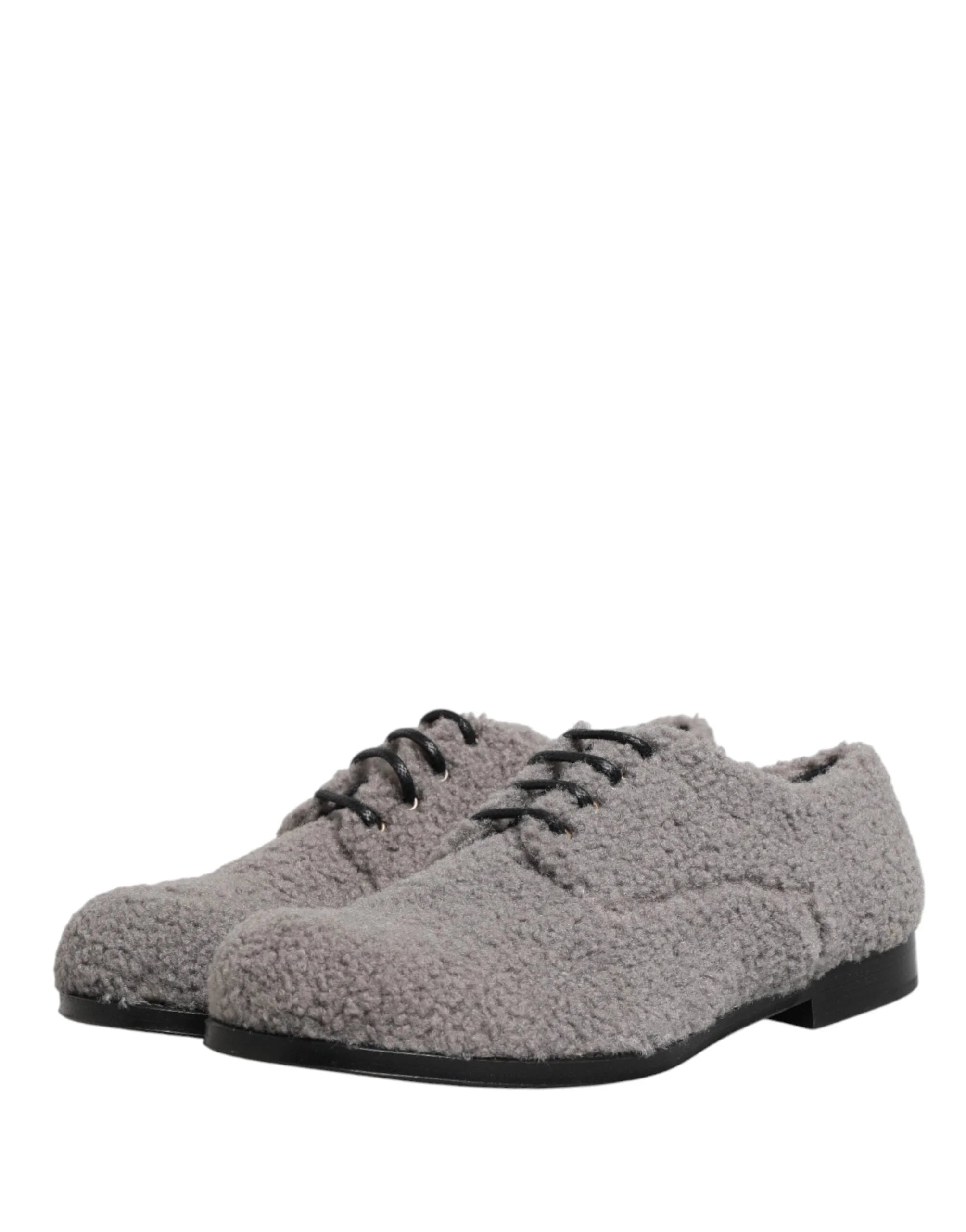 Dolce & Gabbana Grijze Fleece Veterschoenen Derby Heren Schoenen - EU42/US9