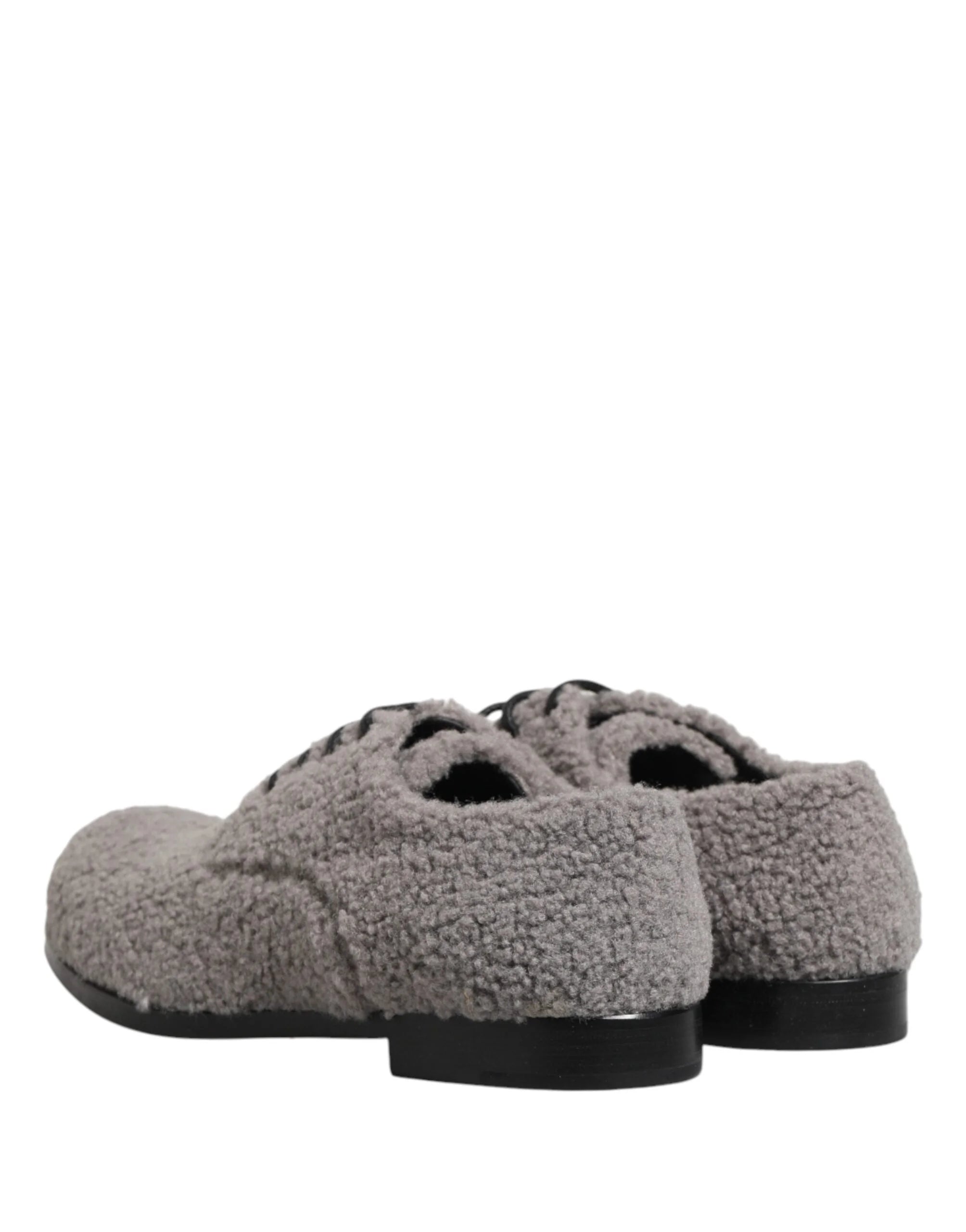 Dolce & Gabbana Grijze Fleece Veterschoenen Derby Heren Schoenen - EU42/US9