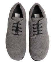 Dolce & Gabbana Gray Fleece Lace Up Men Derby Dress Shoes - EU42/US9