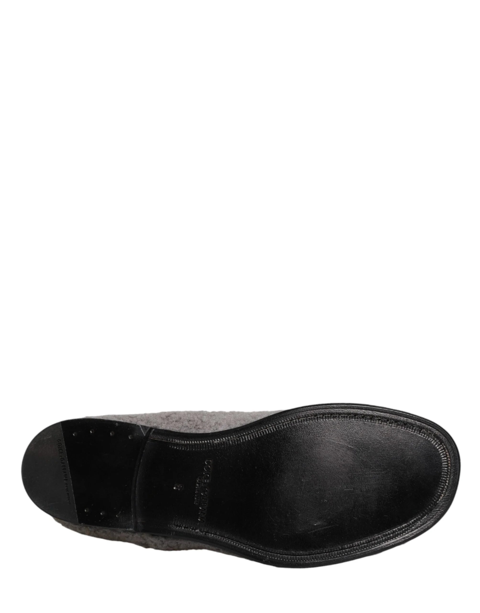 Dolce & Gabbana Grijze Fleece Veterschoenen Heren Derby Dress Schoenen - EU42/US9