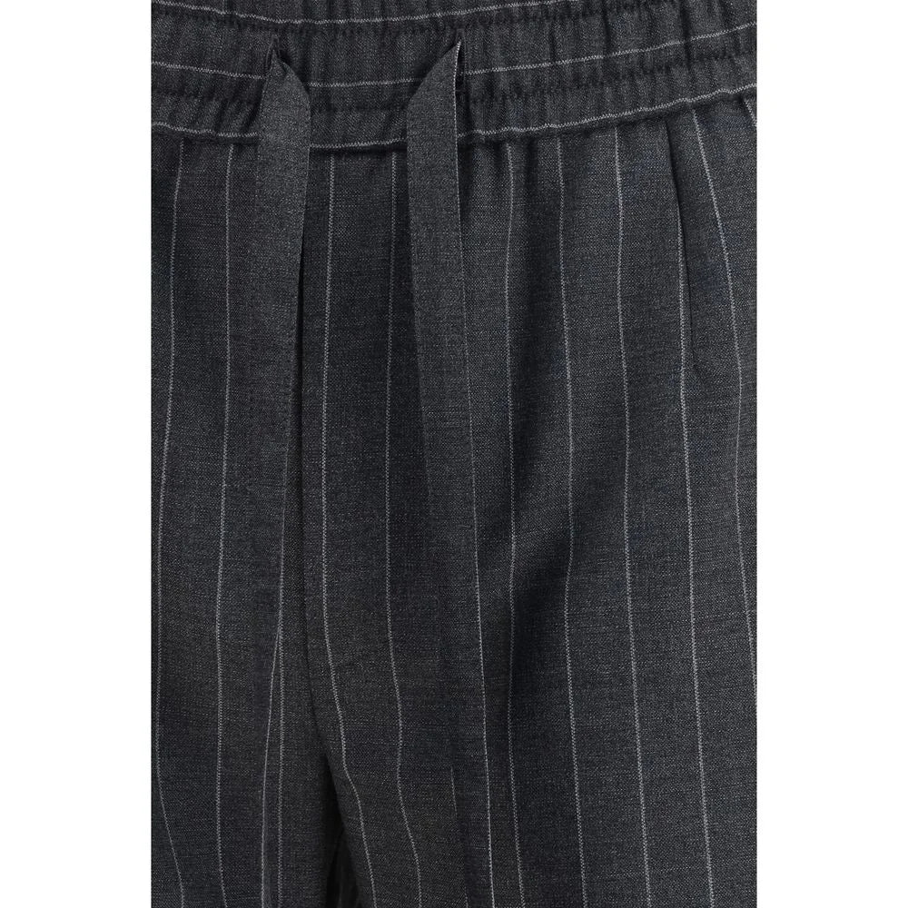 Dolce & Gabbana Gray Fleece Wool Casual Pants