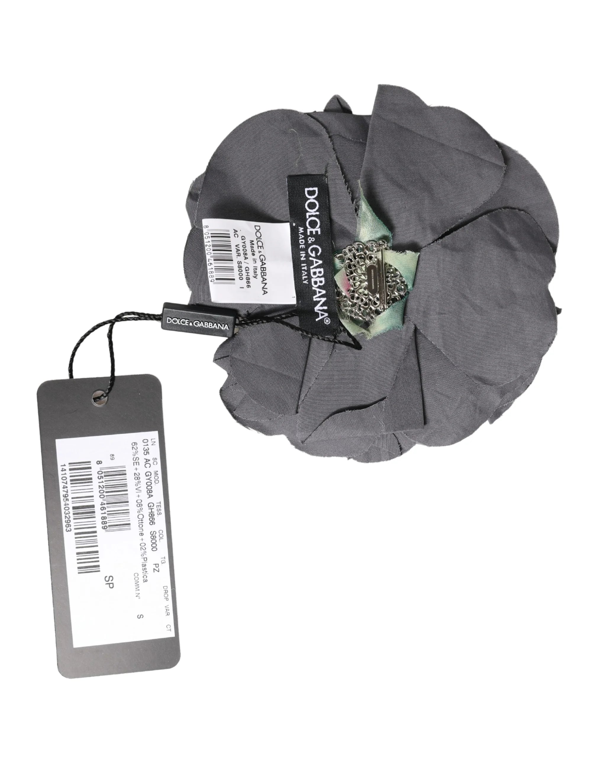Épingle de laurier Dolce & Gabbana gris à motif floral en popeline de soie mélangée