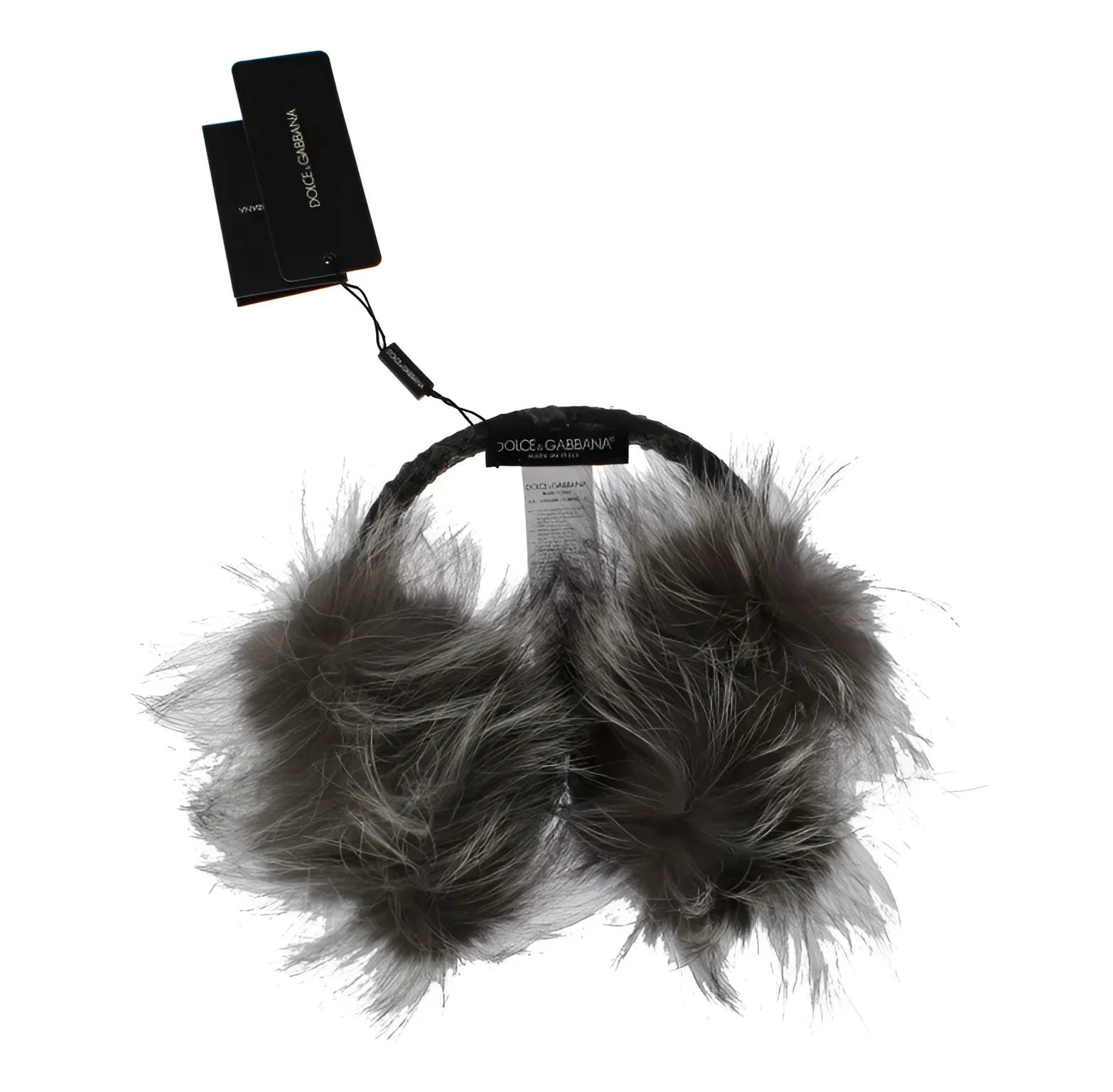 Dolce & Gabbana Gray Fox Fur Crystal Ear Muffs - Earmuffs