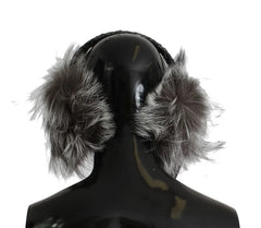 Dolce & Gabbana Gray Fox Fur Crystal Ear Muffs - Earmuffs