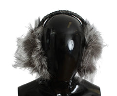 Dolce & Gabbana Gray Fox Fur Crystal Ear Muffs - Earmuffs