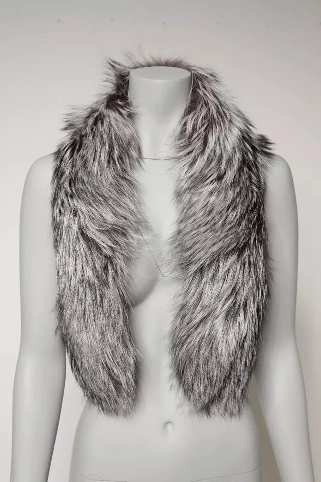 Dolce & Gabbana Gray Fox Fur Neck Wrap Warmer Winter Scarf - Scarves & Shawls