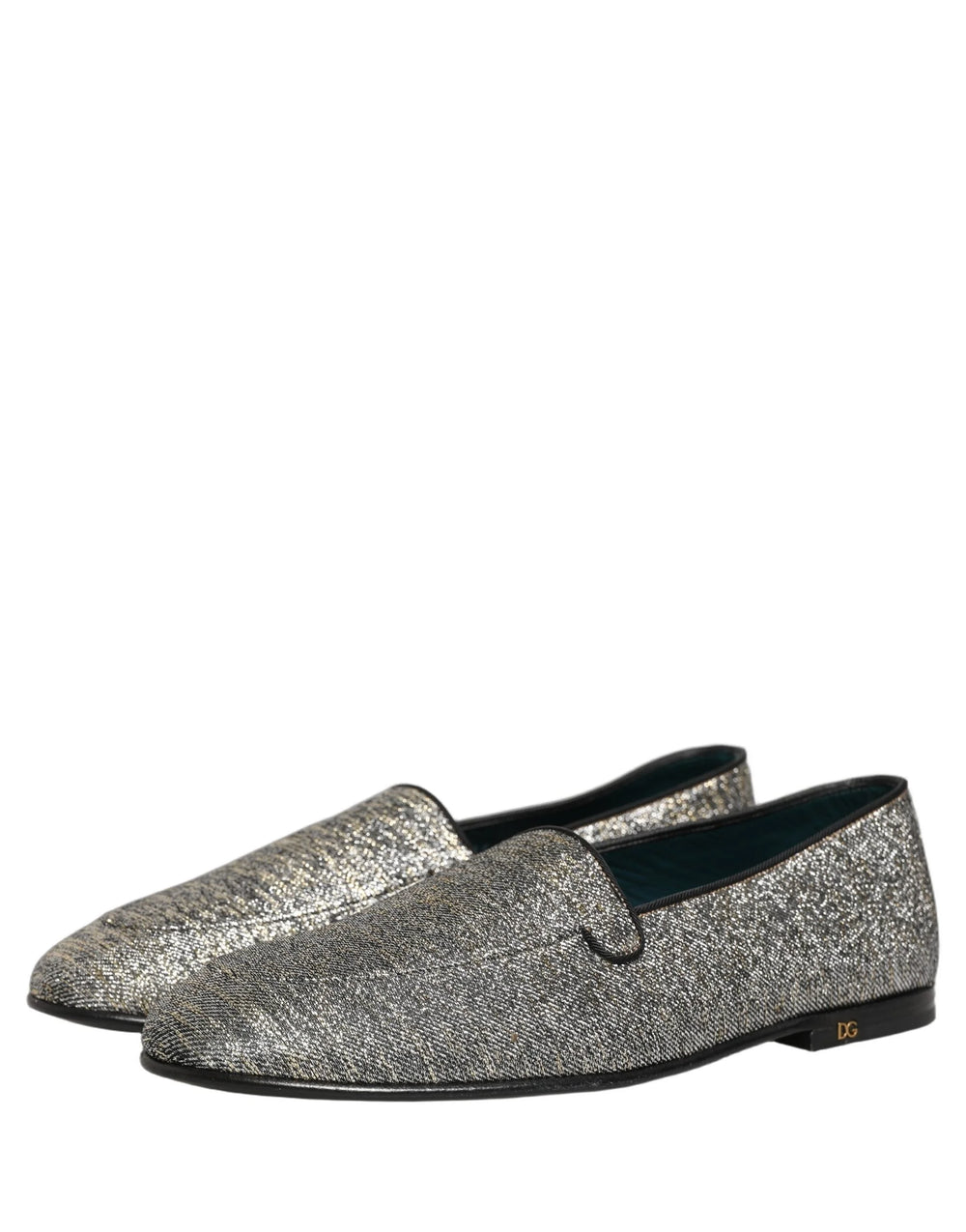 Dolce & Gabbana Gray Glitter Lurex DG Logo Dress Loafers Shoes - EU42/US9