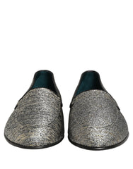 Dolce & Gabbana Gray Glitter Lurex DG Logo Dress Loafers Shoes - EU42/US9