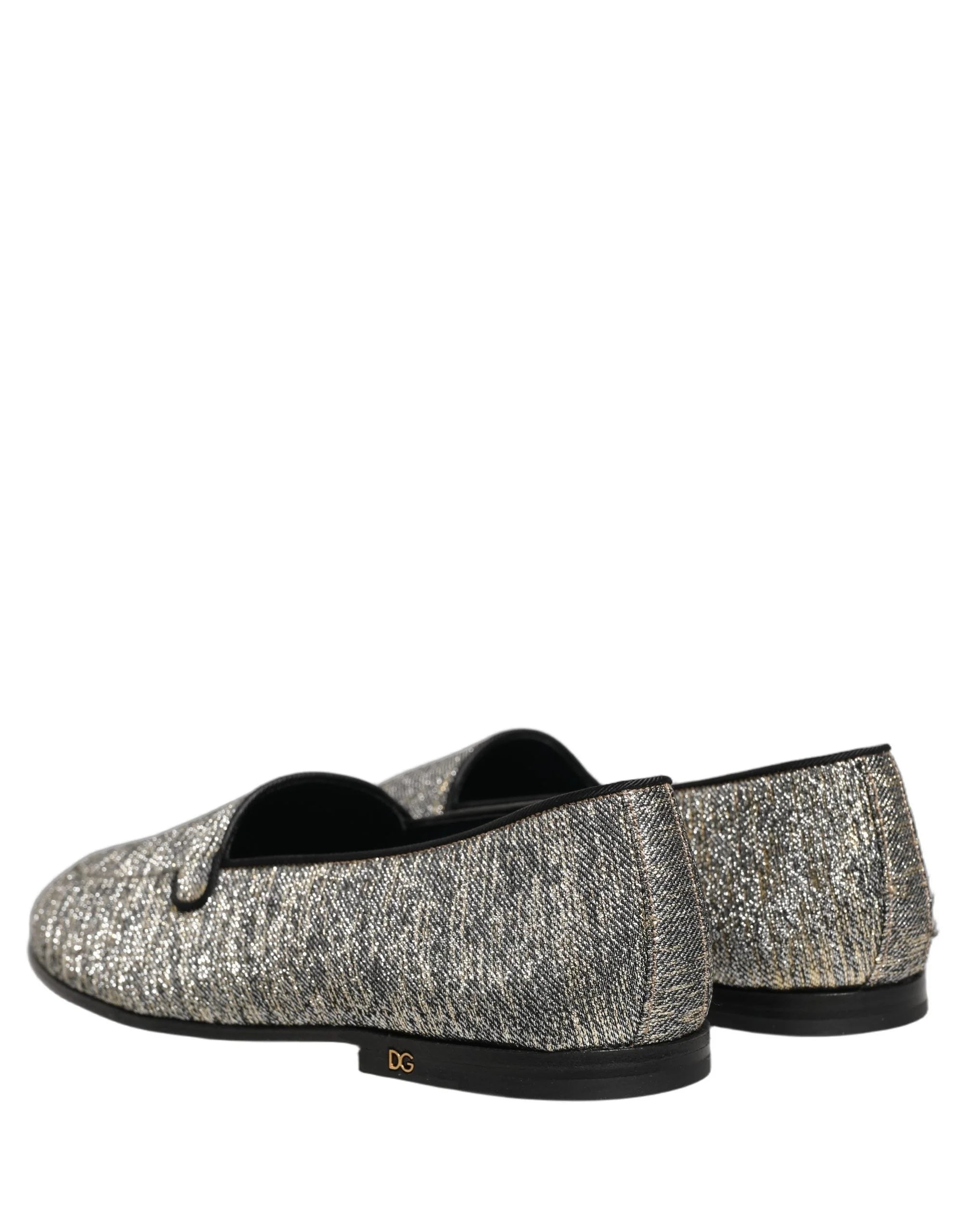Dolce & Gabbana Gray Glitter Lurex DG Logo Dress Loafers Shoes - EU42/US9