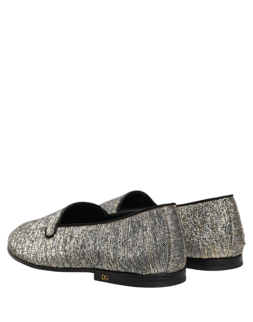 Dolce & Gabbana Gray Glitter Lurex DG Logo Dress Loafers Shoes - EU42/US9