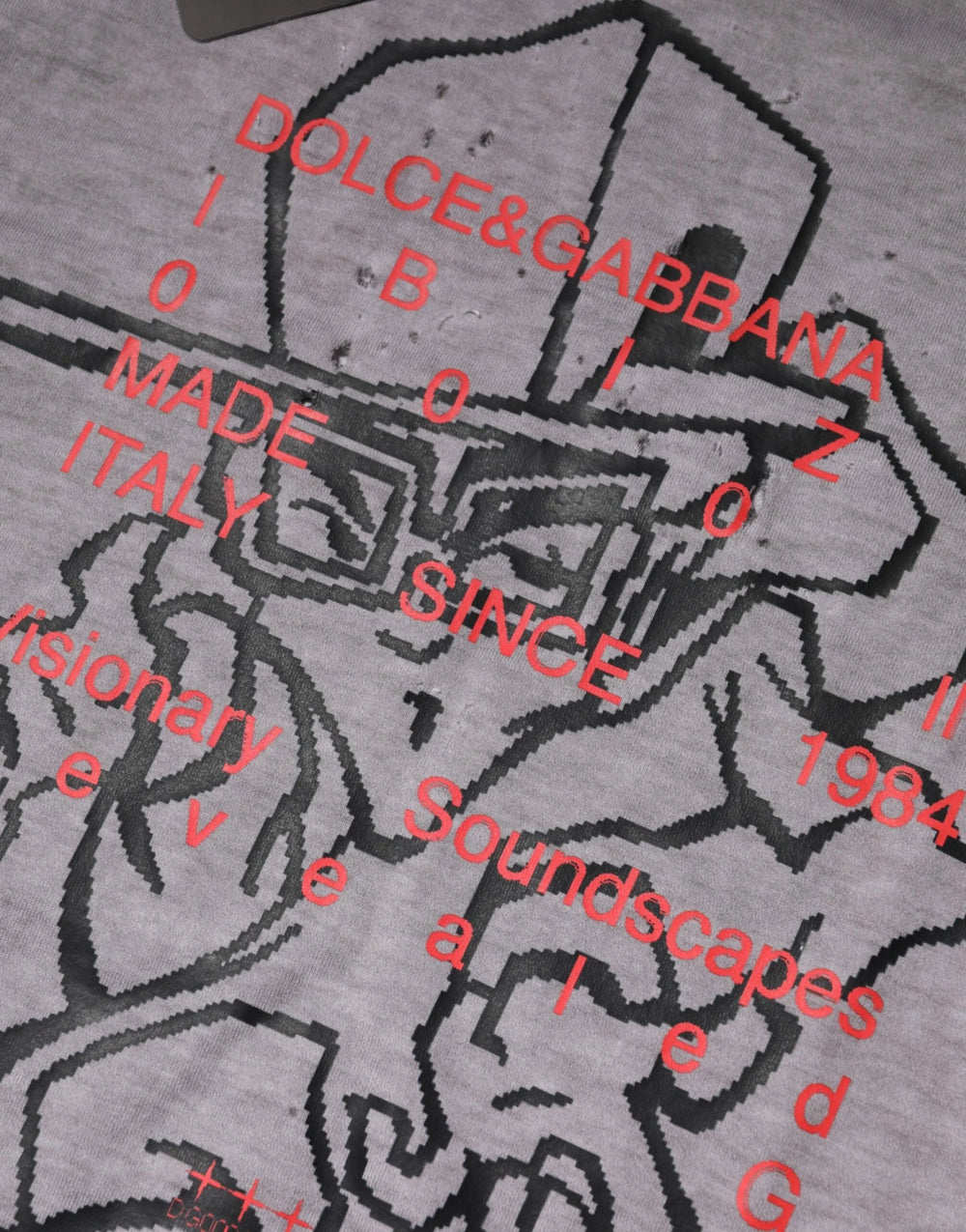 Dolce & Gabbana Gray Graphic Print Cotton Crew Neck T-shirt - IT52 | XL - T-Shirts