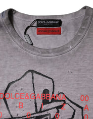 Dolce & Gabbana Gray Graphic Print Cotton Crew Neck T-shirt - IT52 | XL - T-Shirts