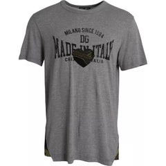 Dolce & Gabbana Gray Graphic Print Cotton Round Neck T-shirt - IT54 | XL - T-Shirts