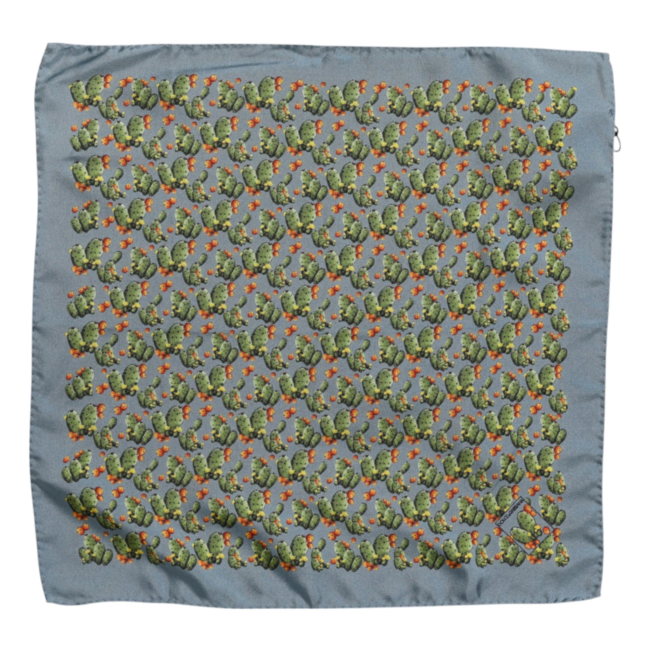 Dolce & Gabbana Gray Green Cactus Print Square Foulard Scarf - Scarves & Shawls