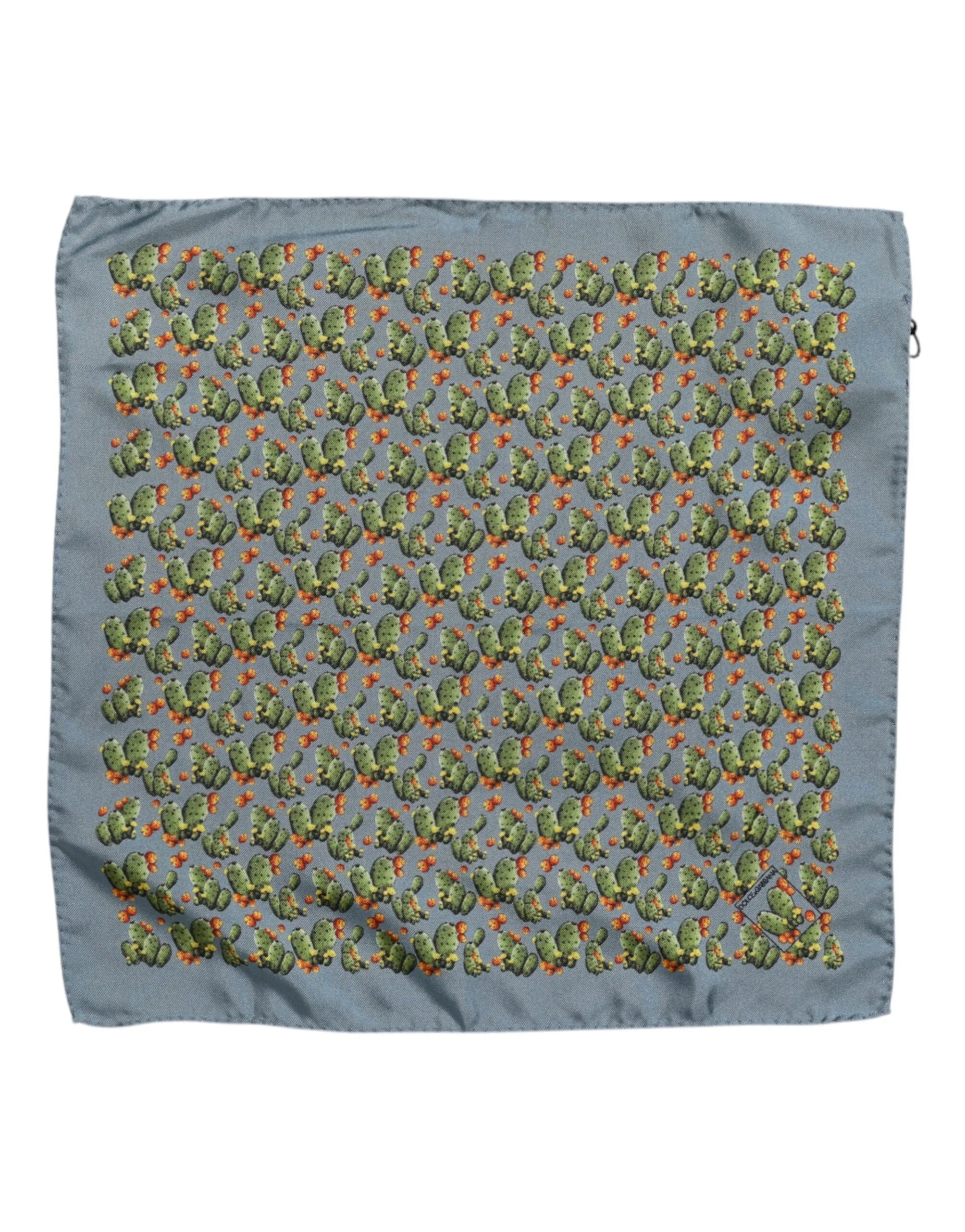 Dolce & Gabbana Gray Green Cactus Print Square Foulard Scarf - Scarves & Shawls