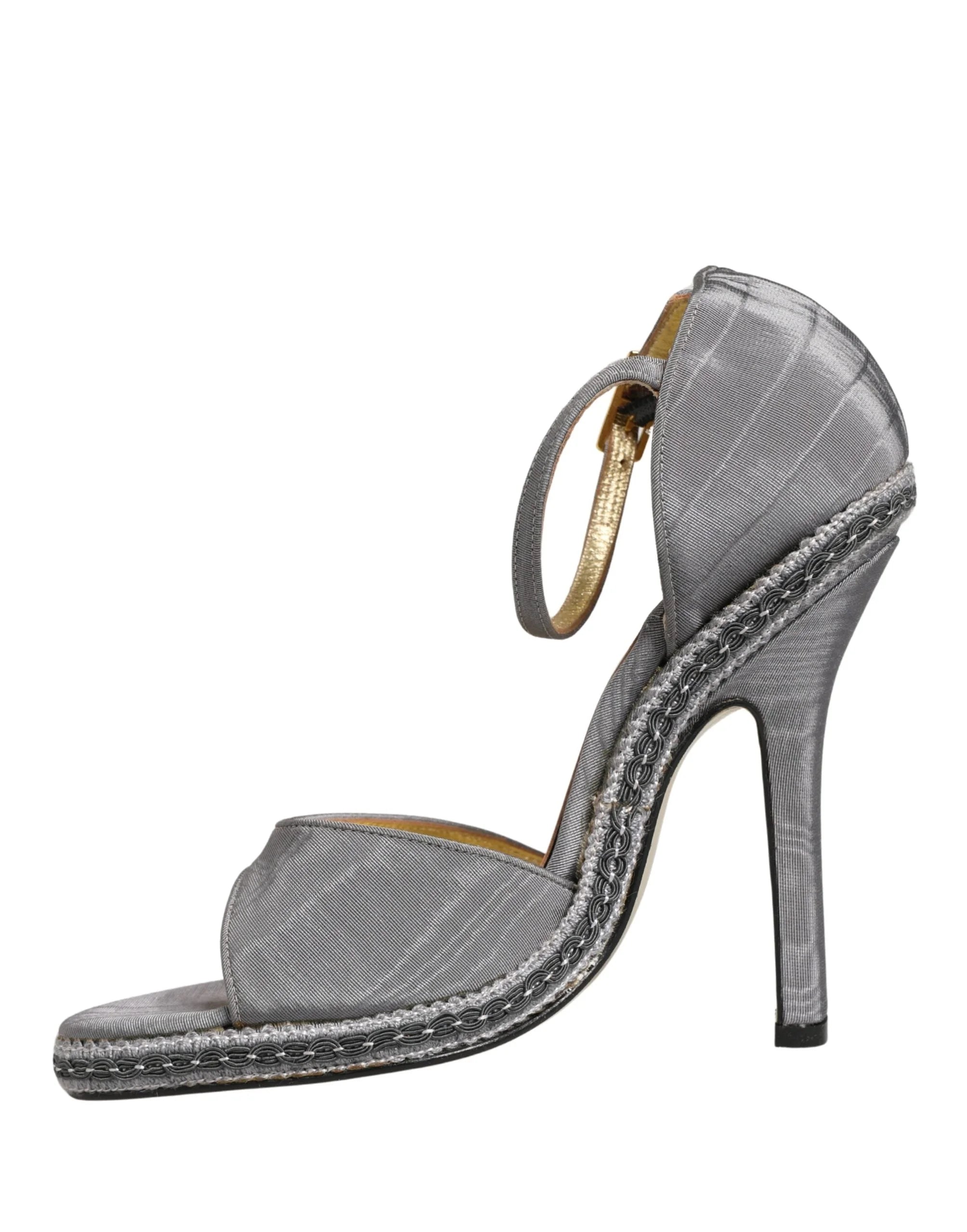 Dolce & Gabbana Gray High Heeled Sandals Ankle Strap Shoes - EU38/US7.5