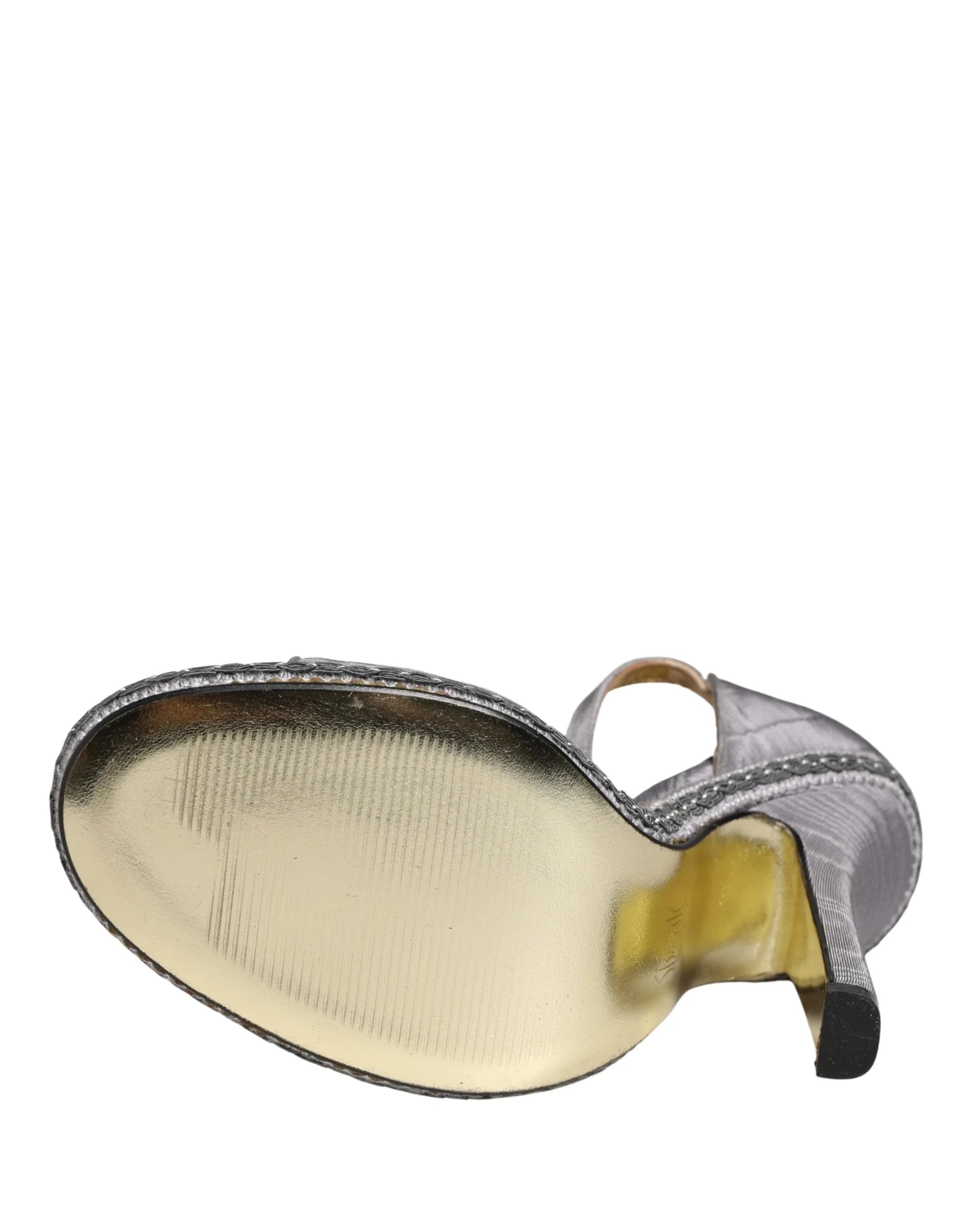 Dolce & Gabbana Grå Høye hæler Sandaler Ankelrem Sko - EU38/US7.5