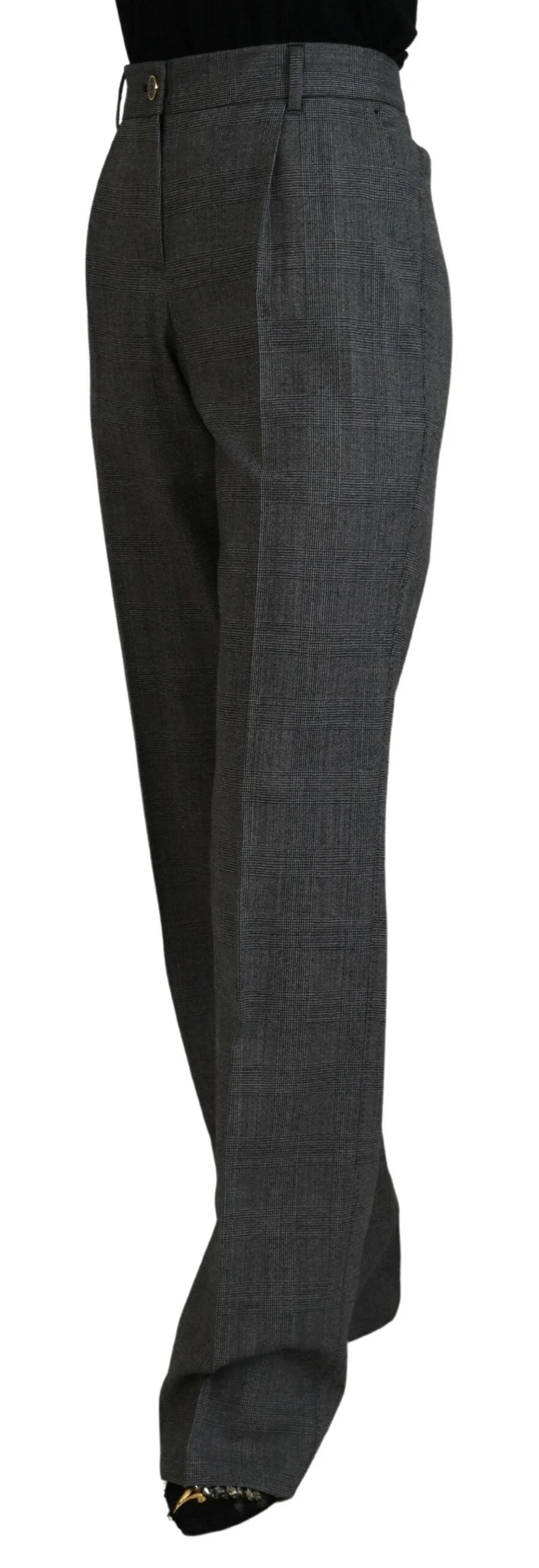 Dolce & Gabbana Gray High Waist Women Wool Pants - IT40|S - Trousers