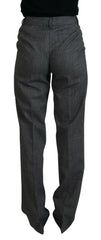 Dolce & Gabbana Gray High Waist Women Wool Pants - IT40|S - Trousers